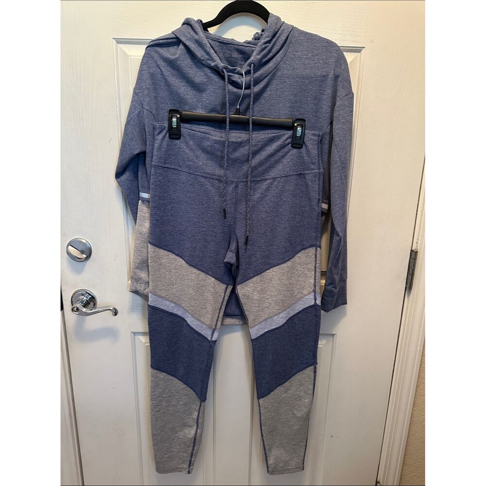 Tangerine Two-Tone Blue & Gray Colorblock Track Pants Joggers and Hoodie Set M/L